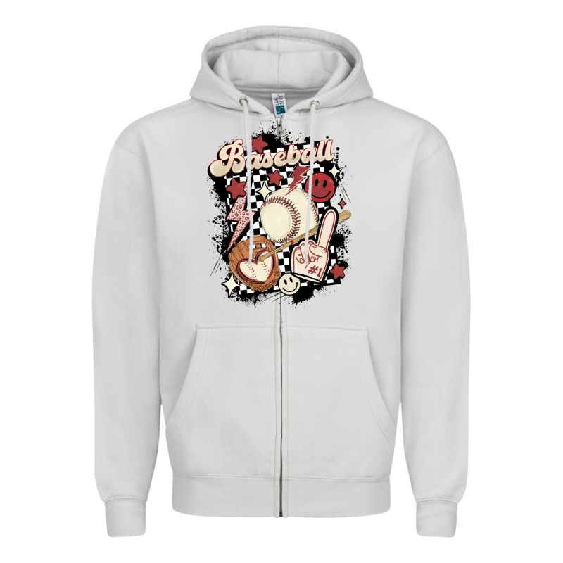Checkered Retro Baseball Zipper Hoodie by MaliasSmallBusiness | Teevron