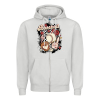 Dove Grey checkered retro baseball Zipper Hoodie - MaliasSmallBusiness