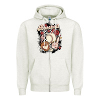 Oatmeal Heather checkered retro baseball Zipper Hoodie - MaliasSmallBusiness
