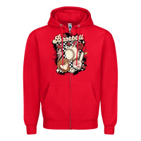 Red checkered retro baseball Zipper Hoodie - MaliasSmallBusiness