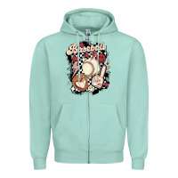 Seafoam checkered retro baseball Zipper Hoodie - MaliasSmallBusiness