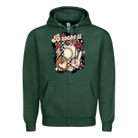 Sports Green checkered retro baseball Zipper Hoodie - MaliasSmallBusiness