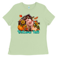 Matcha Welcome fall pig Ladies Tee - RanaPortraitStore