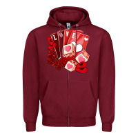 Burgundy valentines day feeling lucky Zipper Hoodie - NancyCooperArtShop