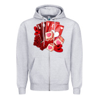 Heather Grey valentines day feeling lucky Zipper Hoodie - NancyCooperArtShop