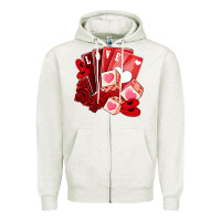 Oatmeal Heather valentines day feeling lucky Zipper Hoodie - NancyCooperArtShop