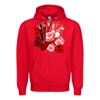 Red valentines day feeling lucky Zipper Hoodie - NancyCooperArtShop