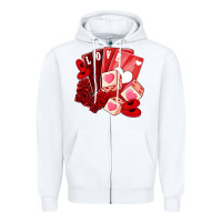 White valentines day feeling lucky Zipper Hoodie - NancyCooperArtShop