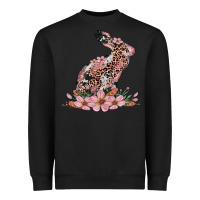 Black bunny with blossom flower Heavyweight Sweatshirt - Artiststas