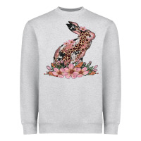 Heather Grey bunny with blossom flower Heavyweight Sweatshirt - Artiststas