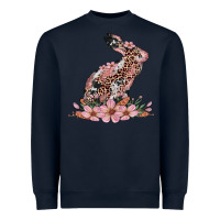 Navy bunny with blossom flower Heavyweight Sweatshirt - Artiststas