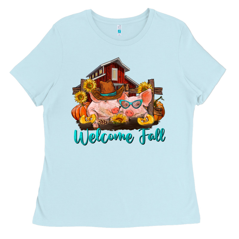 Welcome Fall Pigs Ladies Tee by RanaPortraitStore | Teevron
