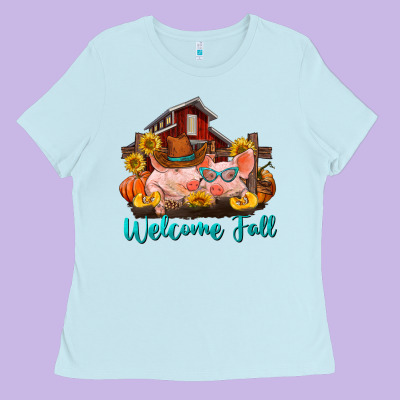 Ladies Tee Welcome fall pigs