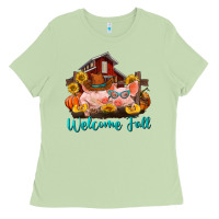 Matcha Welcome fall pigs Ladies Tee - RanaPortraitStore