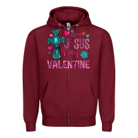 Burgundy jesus is my valentine Zipper Hoodie - NancyCooperArtShop