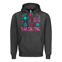 Charcoal Heather jesus is my valentine Zipper Hoodie - NancyCooperArtShop
