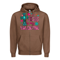 Chestnut jesus is my valentine Zipper Hoodie - NancyCooperArtShop