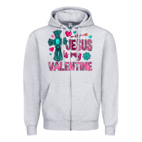 Heather Grey jesus is my valentine Zipper Hoodie - NancyCooperArtShop