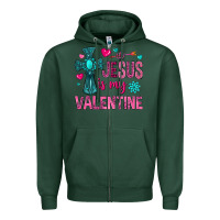 Sports Green jesus is my valentine Zipper Hoodie - NancyCooperArtShop