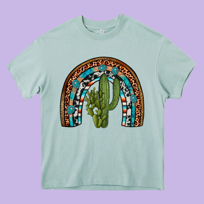 Revize Cactus Gemstone Rainbow Heavy Core Tee Designed By Artiststas