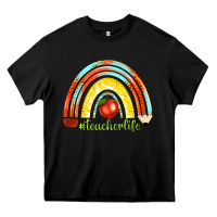 Black teacher life with rainbow Heavy Core Tee - texasbilliewilder