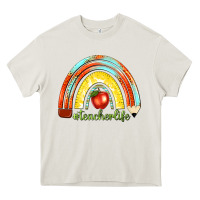 Cream teacher life with rainbow Heavy Core Tee - texasbilliewilder