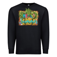 Black hello summer pineapple Premium Sweatshirt - BarkalooDesign