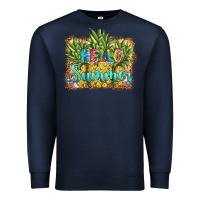 Navy hello summer pineapple Premium Sweatshirt - BarkalooDesign