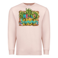 Pale Pink hello summer pineapple Premium Sweatshirt - BarkalooDesign