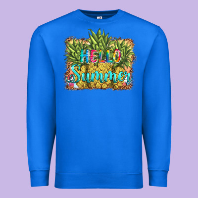 Hello Summer Pineapple Premium Sweatshirt Designed By Barkaloodesign