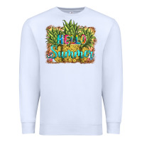 White hello summer pineapple Premium Sweatshirt - BarkalooDesign