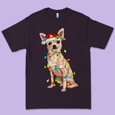 Chihuahua With Christmas Lights Premium Tee Designed By Ranaportraitstore
