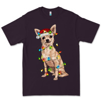 Plum Chihuahua with christmas lights Premium Tee - RanaPortraitStore