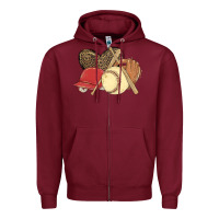 Burgundy softball Zipper Hoodie - MaliasSmallBusiness