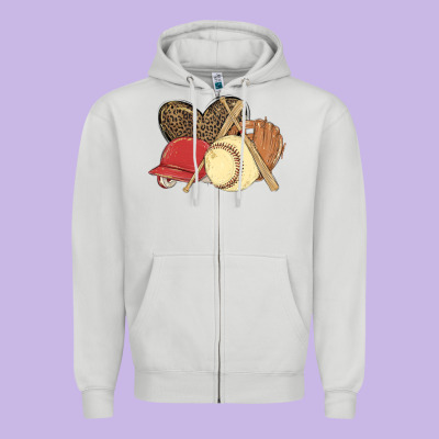 Softball Zipper Hoodie Designed By Maliassmallbusiness