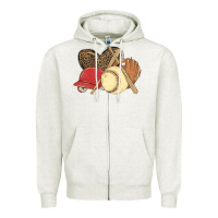 Oatmeal Heather softball Zipper Hoodie - MaliasSmallBusiness
