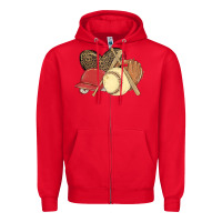 Red softball Zipper Hoodie - MaliasSmallBusiness