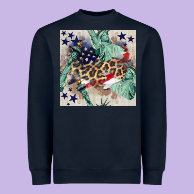 Statue Of Liberty Leopard Heavyweight Sweatshirt Designed By Bundleandbundleshop