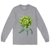 Heather Grey sun fill green green sunflower Long Sleeve Tee - LillyAllenDesigns