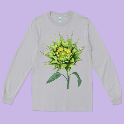 Sun Fill Green Green Sunflower Long Sleeve Tee Designed By Lillyallendesigns
