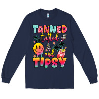 Navy tanned tattled and tipsy Long Sleeve Tee - JahusDesignShop