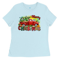 Baby Blue merry christmas truck Ladies Tee - Zillion Design Studio