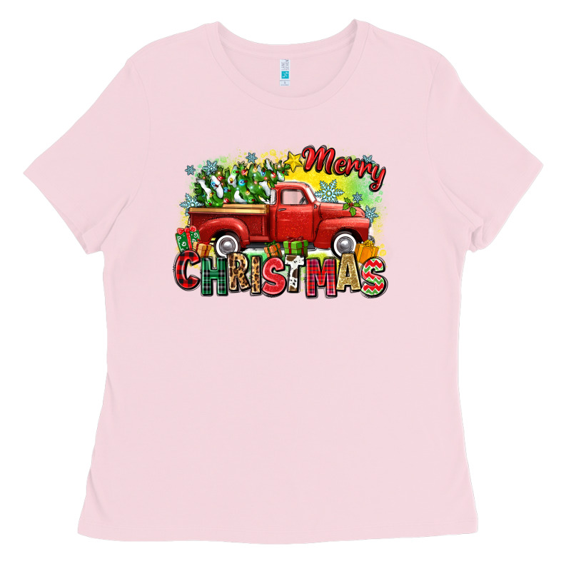 Merry Christmas Truck Ladies Tee by Zillion Design Studio | Teevron