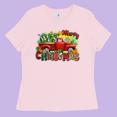 Merry Christmas Truck Ladies Tee Designed By Zillion Design Studio