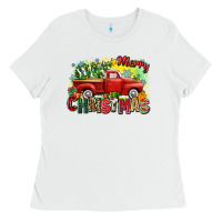 White merry christmas truck Ladies Tee - Zillion Design Studio