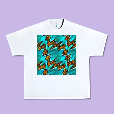 Turquoise Leopard Seamless Pattern Urban Heavy Tee Designed By Bundleandbundleshop