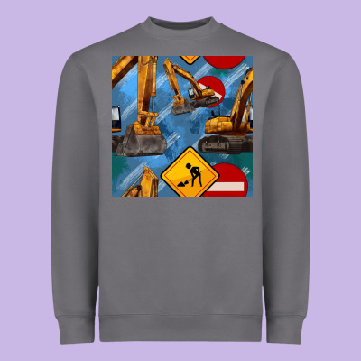 Excavator Seamless Pattern Heavyweight Sweatshirt Designed By Bundleandbundleshop