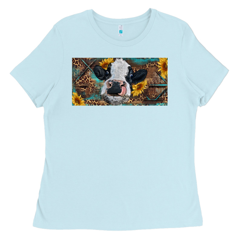 Baby Cow With Sunflower And Leopard Ladies Tee by RanaPortraitStore | Teevron