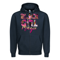 Navy black girl magic Zipper Hoodie - NancyCooperArtShop