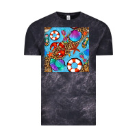 Cloud Black summer with leopard seamless pattern Vintage Tee - BundleAndBundleShop